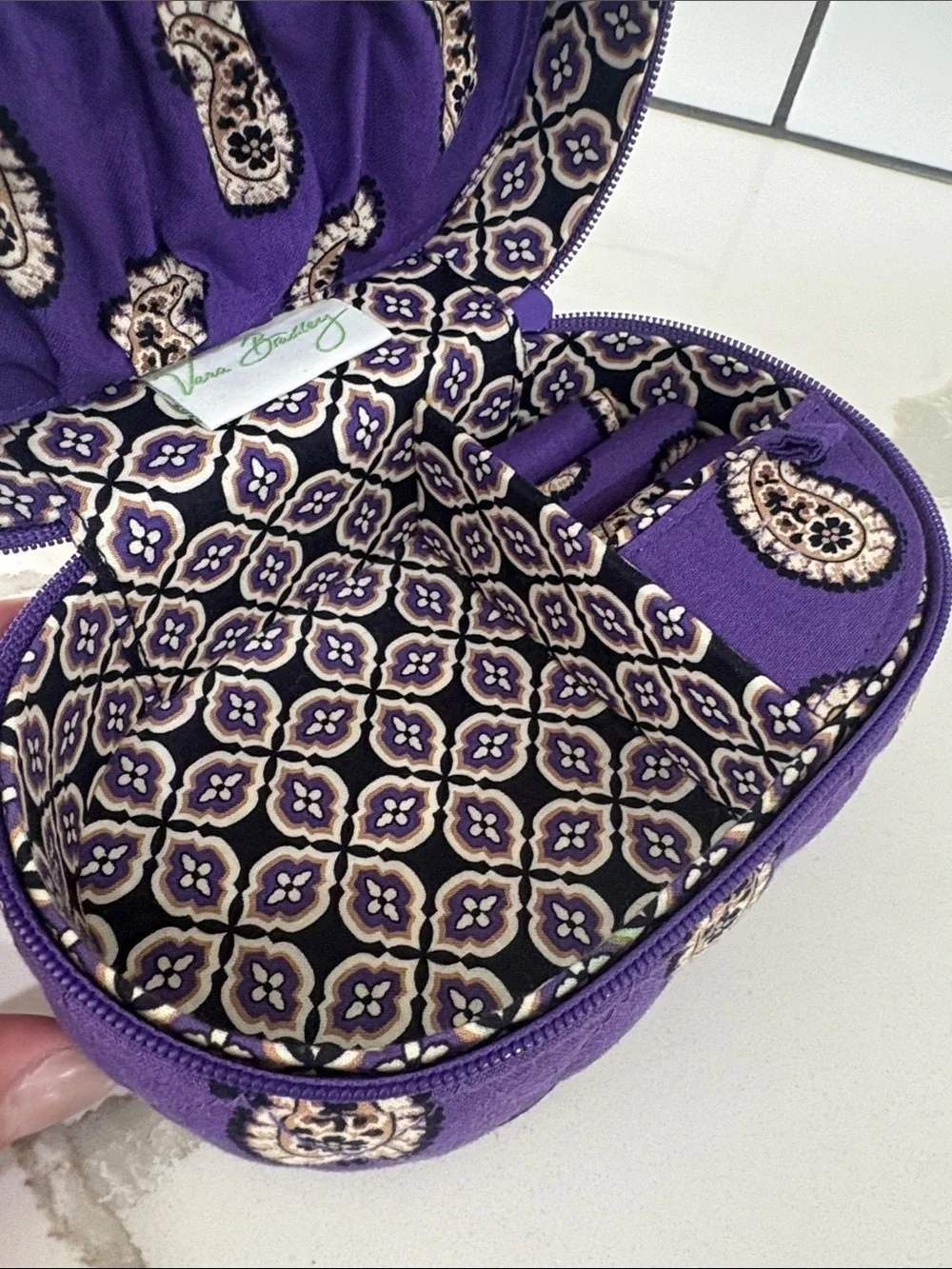 Vera Bradley Purple Paisley Quilted Jewelry Travel Hard Case